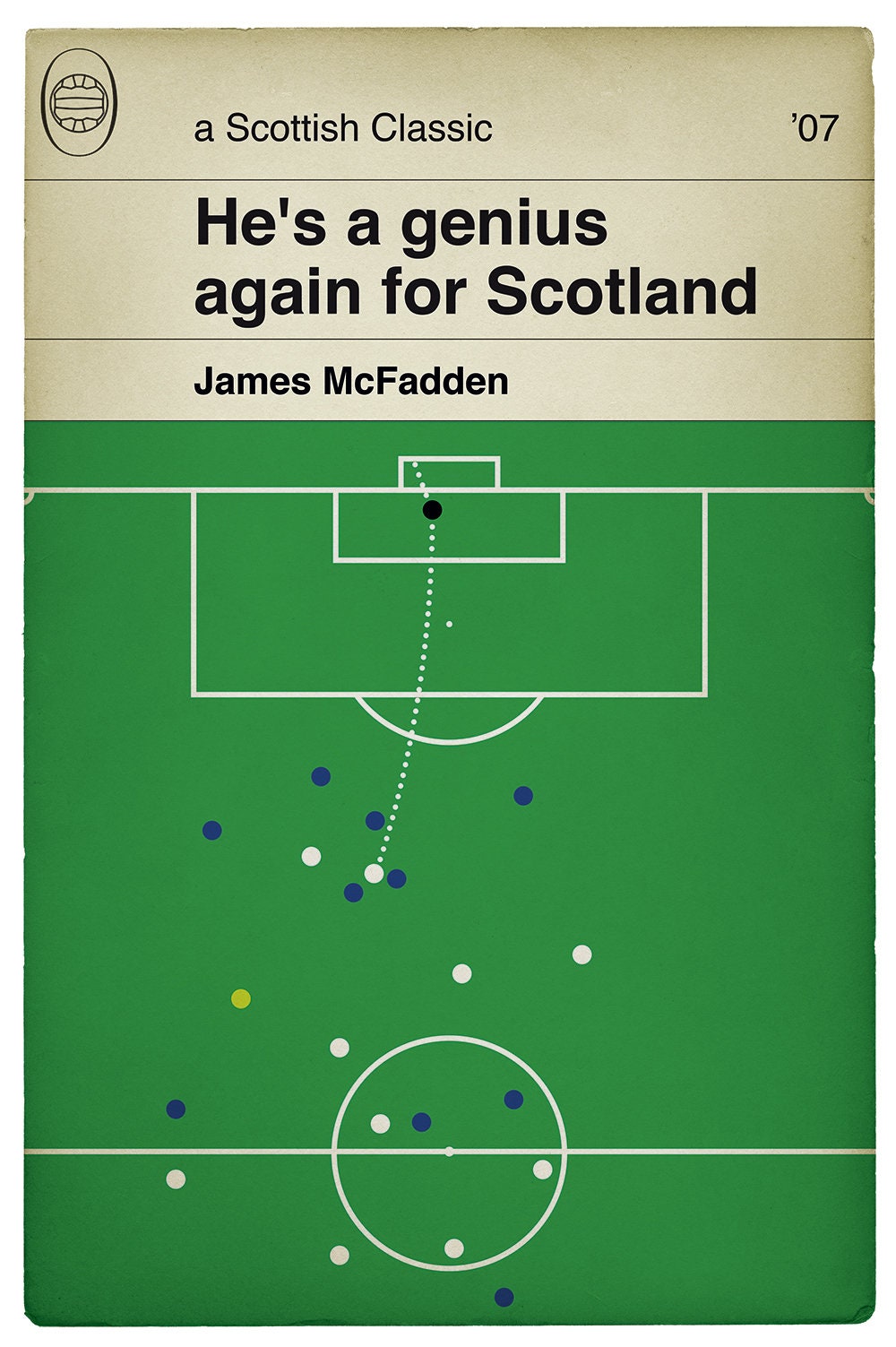 James McFadden goal for Scotland v France - Euro 2008 Qualifier - Football Print - Classic Book Cover Poster - Football Gift (Various Sizes)