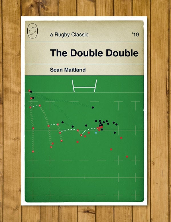 Saracens try v Exeter in the 2019 Premiership Final - Sean Maitland - Double Double - Rugby Poster - Book Cover - Rugby Gift (Various Sizes)