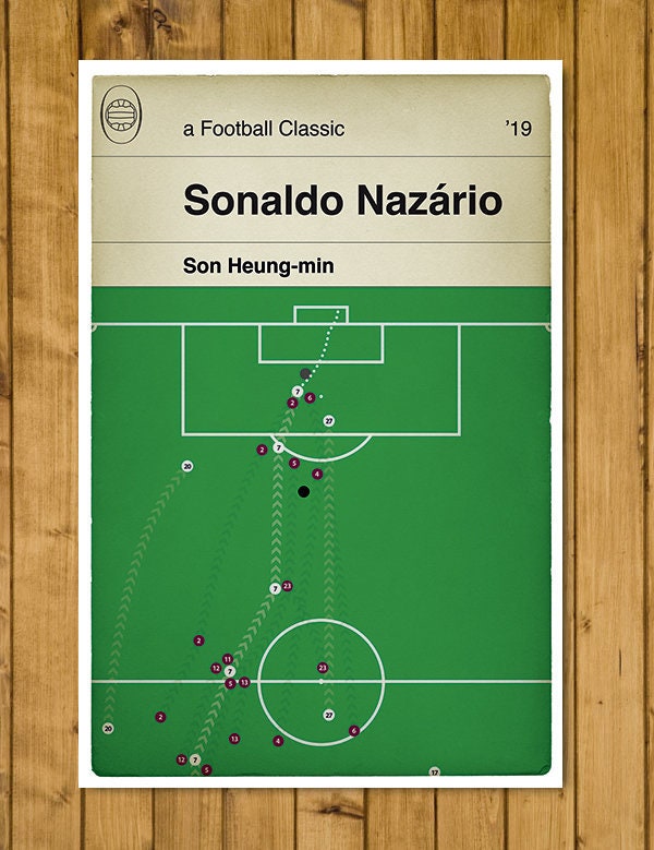 Son goal v Burnley - Tottenham Hotspur 5 Burnley 0 - Son Heung-min Goal 2019 - Sonaldo - Football Book Cover Print (Various Sizes)