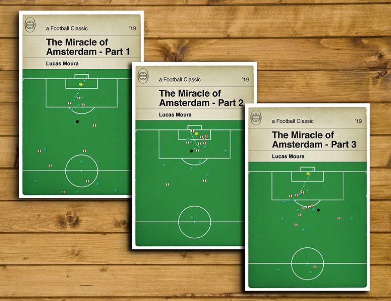 Tottenham goals v Ajax - Lucas Moura Hat-Trick - The Miracle of Amsterdam - Set of 3 Prints - Book Cover Posters (Various Sizes)
