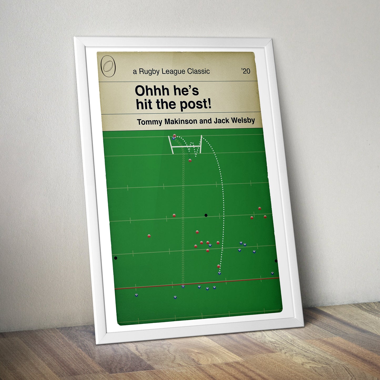 Jack Welsby Winning Try - St Helens v Wigan Warriors - Grand Final 2020 - Tommy Makinson Kick - Rugby League Gift - (Various Sizes)