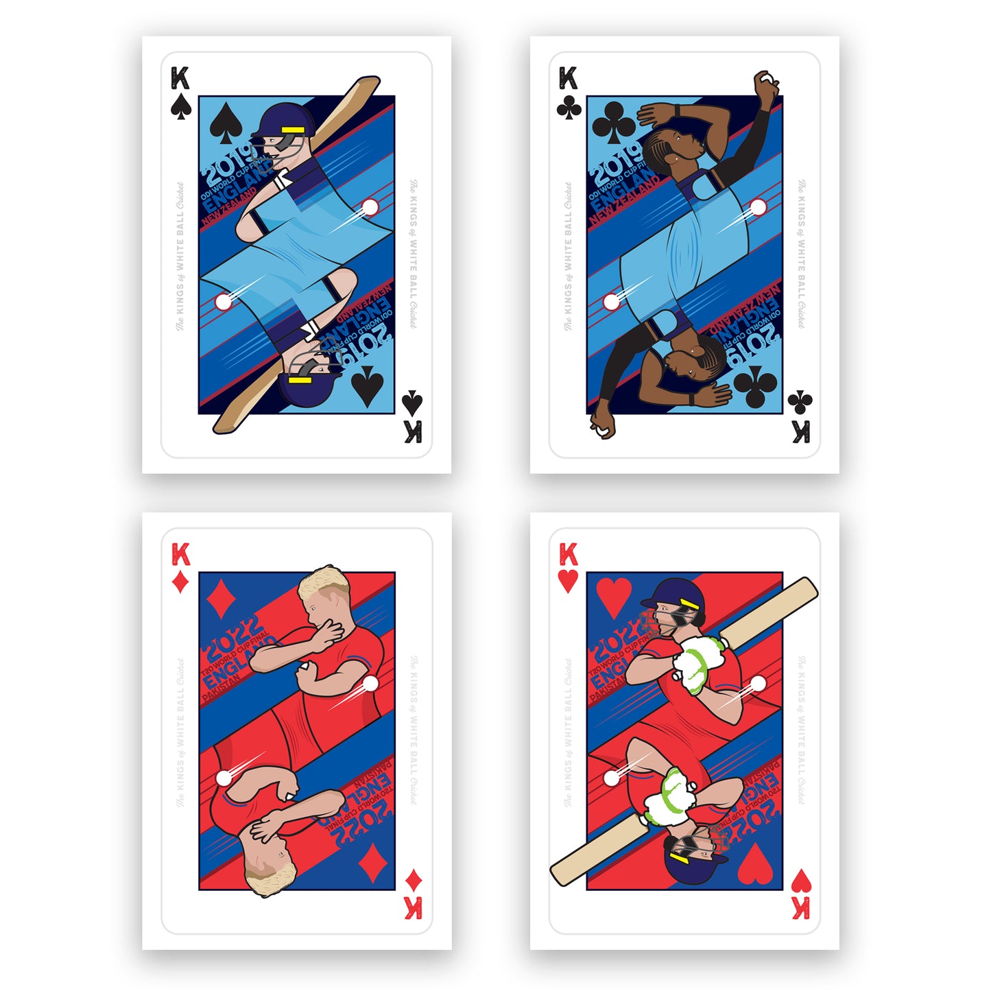 Kings of White Ball Cricket - England World Cup Winners - ODI 2019 and T20 2022 - Set of 4 Prints - Various Sizes