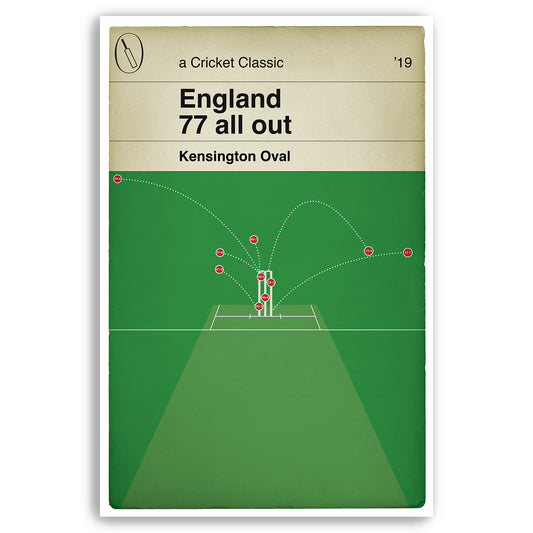 England 77 all out - West Indies v England 2019 - Kensington Oval - Barbados - Cricket Print - Classic Book Cover Poster (Various Sizes)