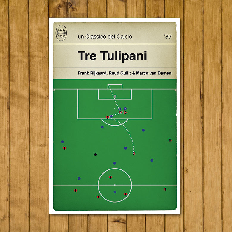 Marco Van Basten Goal - AC Milan 5 Real Madrid 0 - Tre tulipani - European Cup Semi Final 1989 - Poster di calcio (Various Sizes)