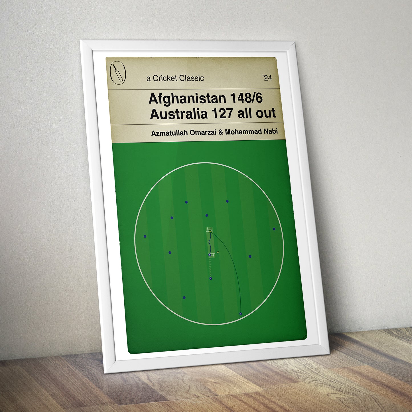 Afghanistan v Australia - Mohammad Nabi Winning Catch - Azmatullah Omarzai Wicket - T20 World Cup 2024 - Cricket Print - Classic Book Cover Poster - Cricket Gift (Various Sizes)