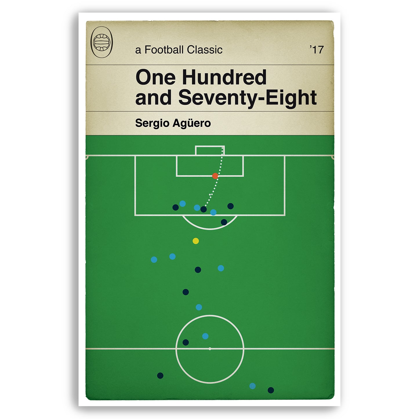 Manchester City goal v Napoli - Sergio Aguero Record - 178th goal for City - Classic Book Cover Print - Football Gift (Various Sizes)