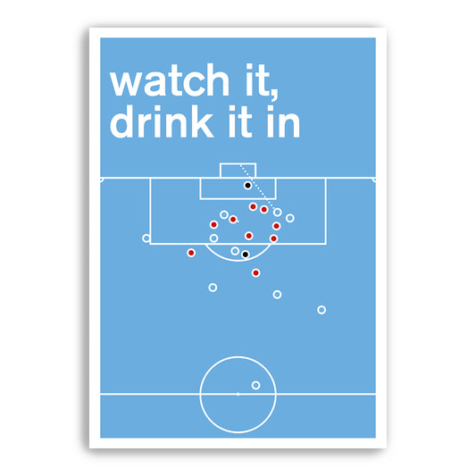 Aguero injury time goal for Man City v QPR to win the League - Watch it, Drink it in - Football Poster - Swiss Style Print (Various Sizes)