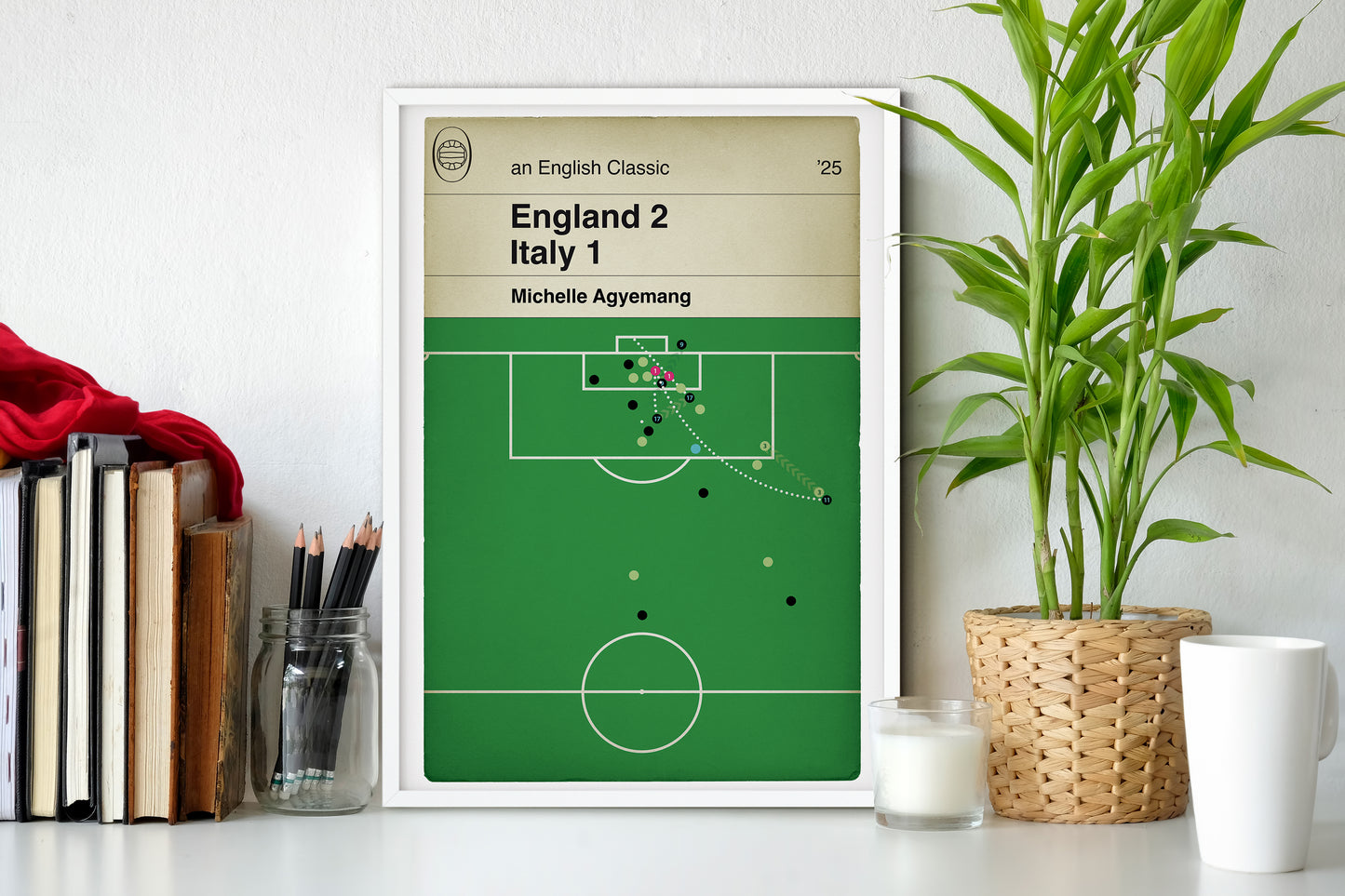 England 2 Italy 1 - Euro 2025 Semi-Final - Michelle Agyemang Late Equaliser - England Goal Book Art - Gift for Lionesses Fan (Various Sizes)