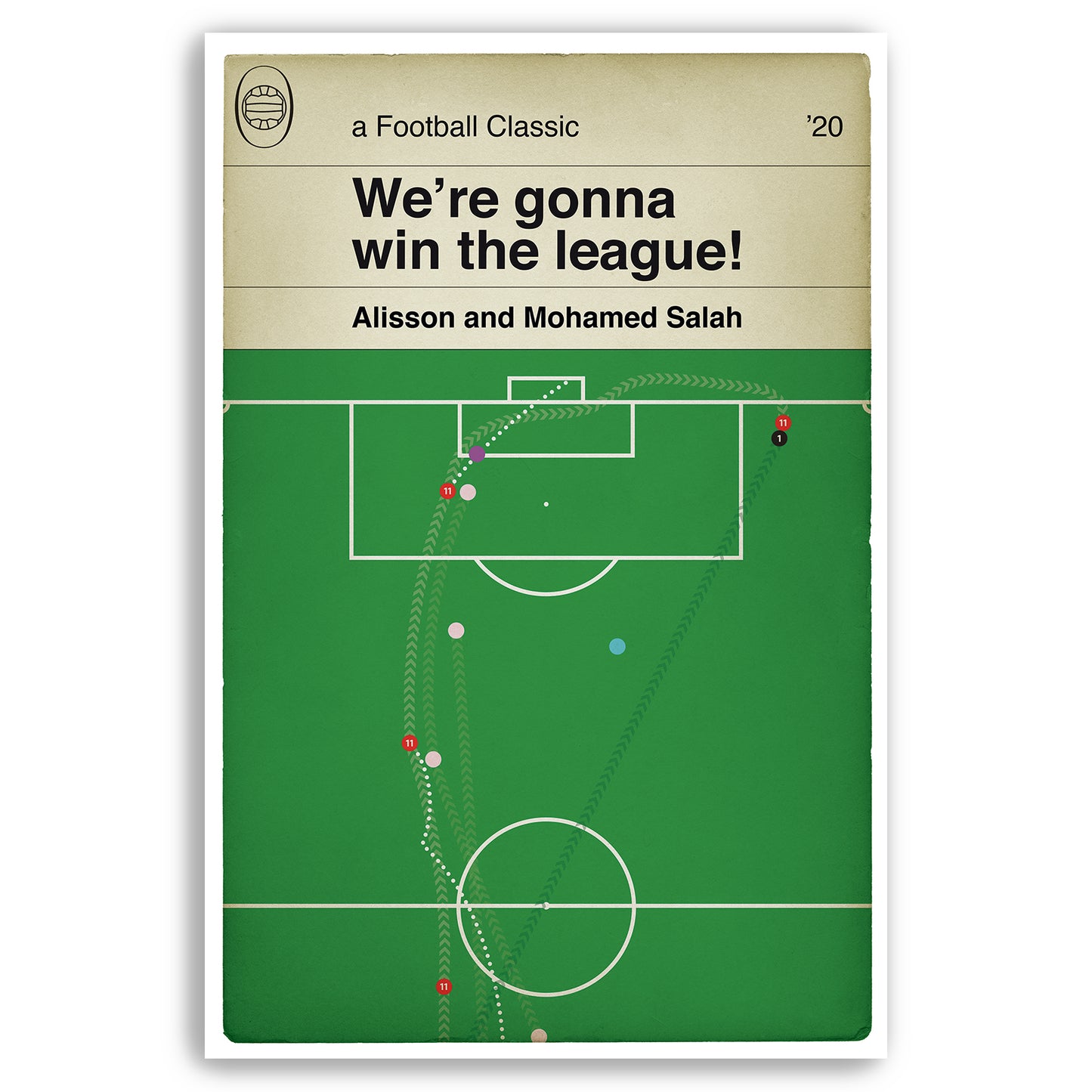 Liverpool goal v Manchester United - Allisson to Mohamed Salah - We're gonna win the league - Classic Book Cover Poster (Various Sizes)