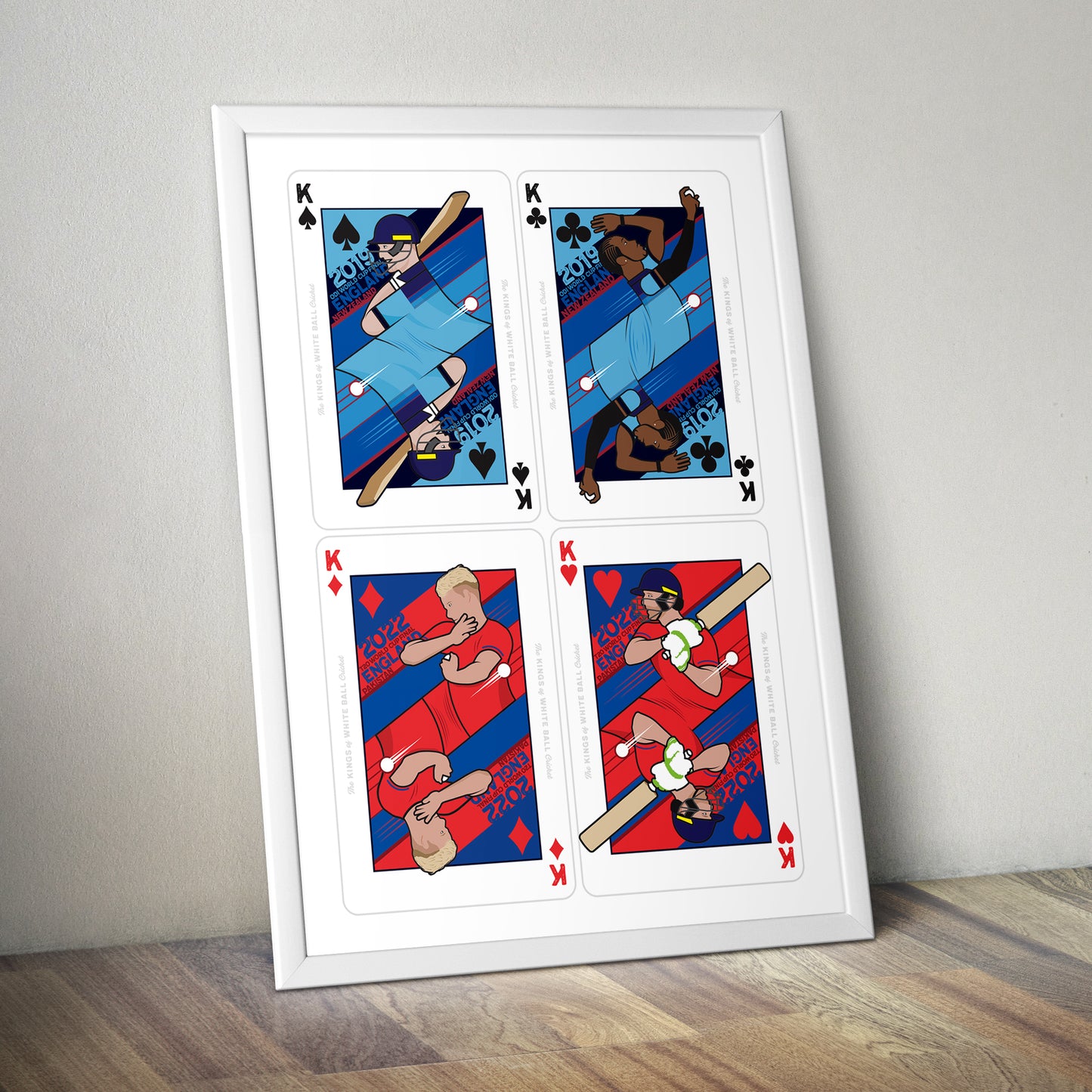 England Cricket - The Kings of White Ball Cricket - World Cup Winners - ODI World Cup 2019 and T20 World Cup 2022 - Playing Cards Poster - Various Sizes