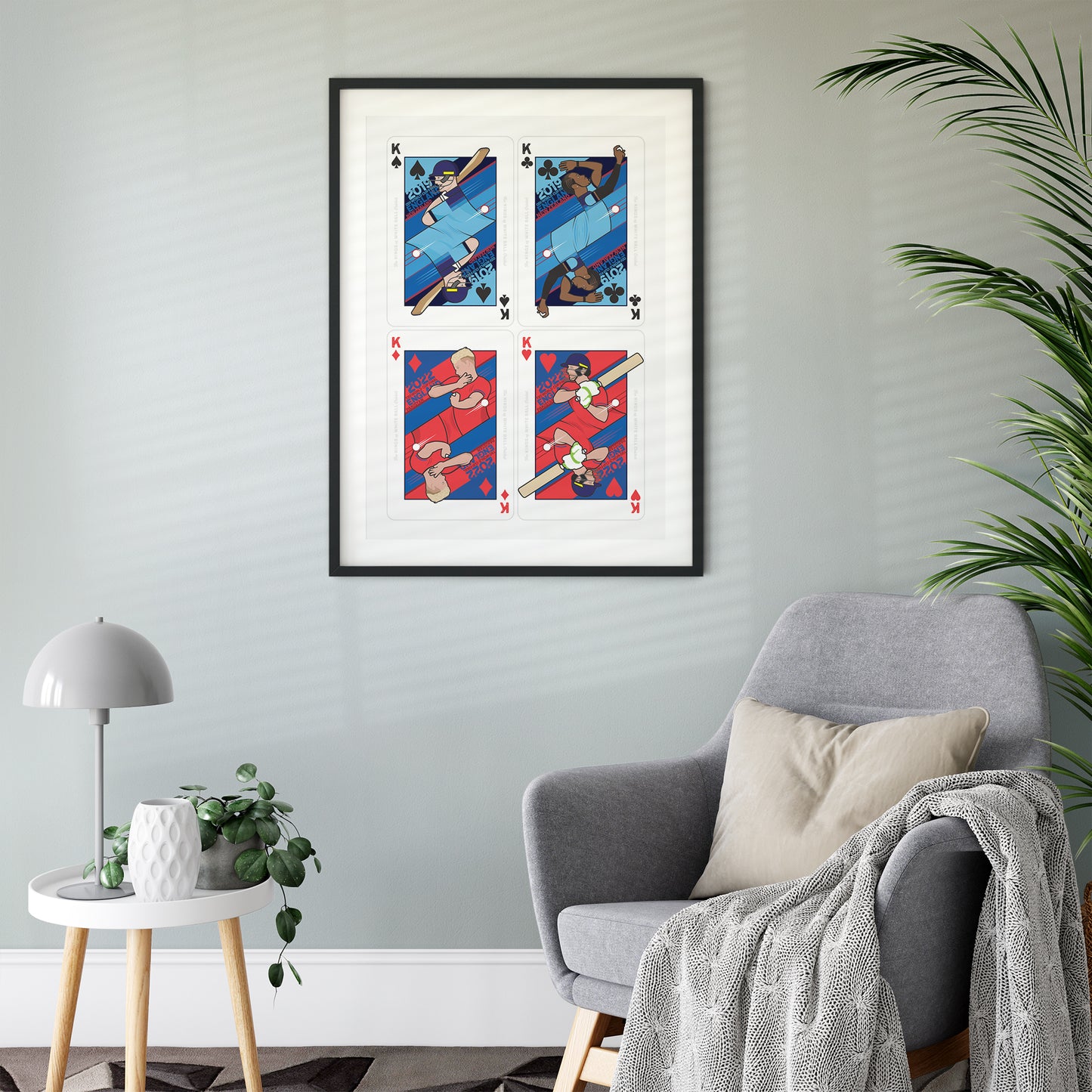 England Cricket - The Kings of White Ball Cricket - World Cup Winners - ODI World Cup 2019 and T20 World Cup 2022 - Playing Cards Poster - Various Sizes