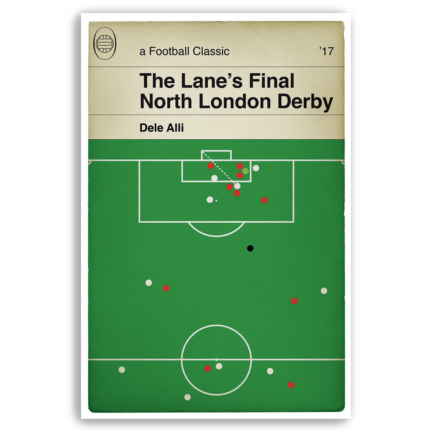 Tottenham Hotspur goal v Arsenal 2017 - Dele Alli - Final North London Derby at the Lane - Book Cover Print - Football Gift (Various Sizes)