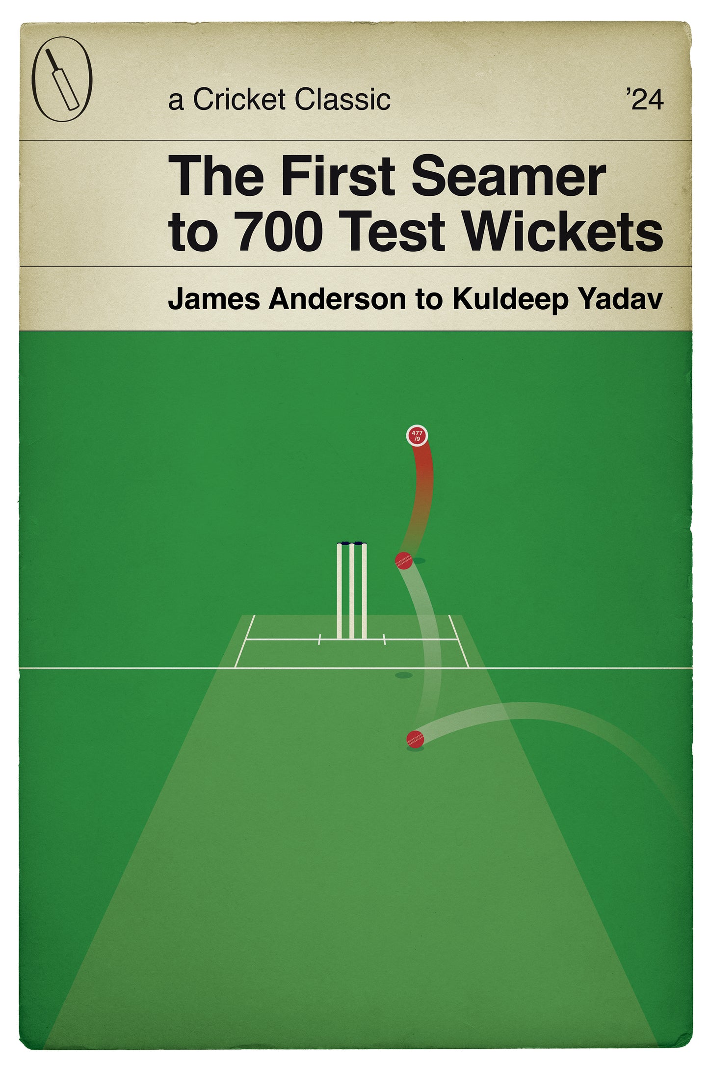 First Seamer to 700 Test wickets - James Anderson - England v India 2024 - 700th Wicket - Book Cover Poster - Cricket Gift (Various Sizes)