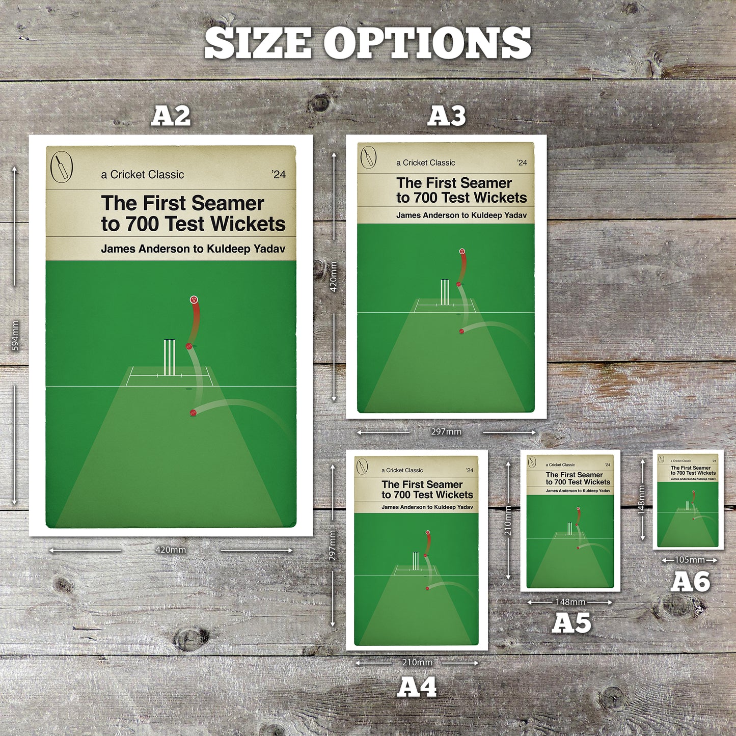 First Seamer to 700 Test wickets - James Anderson - England v India 2024 - 700th Wicket - Book Cover Poster - Cricket Gift (Various Sizes)