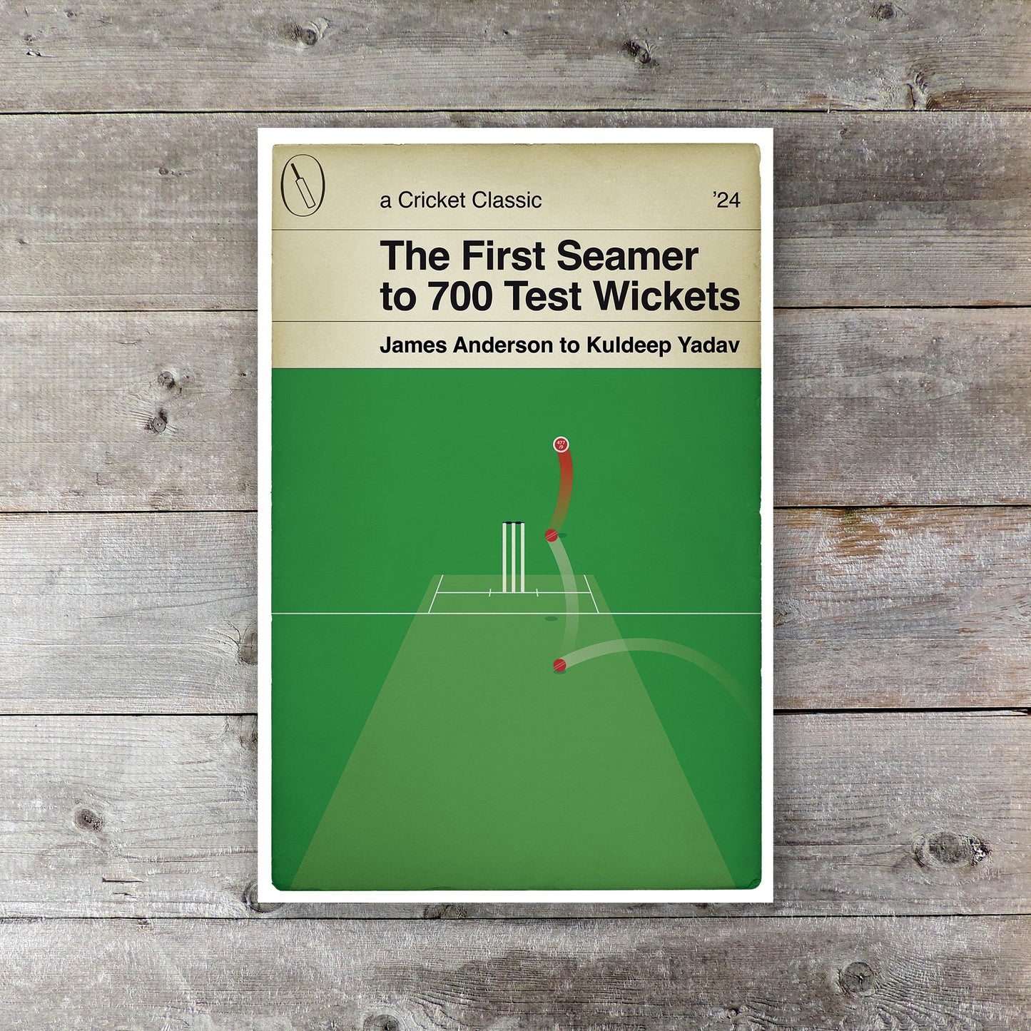 First Seamer to 700 Test wickets - James Anderson - England v India 2024 - 700th Wicket - Book Cover Poster - Cricket Gift (Various Sizes)