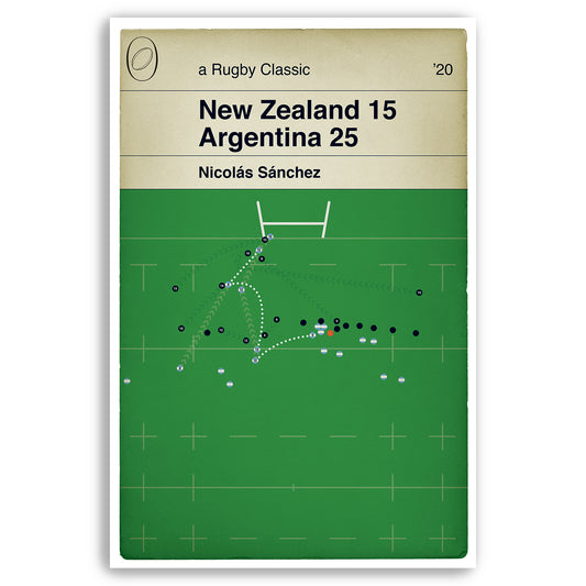 Argentina first win against All Blacks - Nicolas Sanchez Try - New Zealand 15 Argentina 25 - Rugby Book Cover Print (Various Sizes)