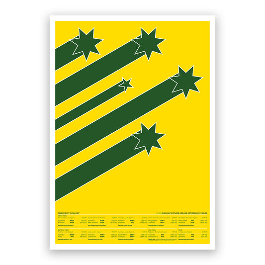 1999 Cricket World Cup - Australia Champions - Route to the Final - Retro Team Shirt Poster - Cricket Print - Various Sizes