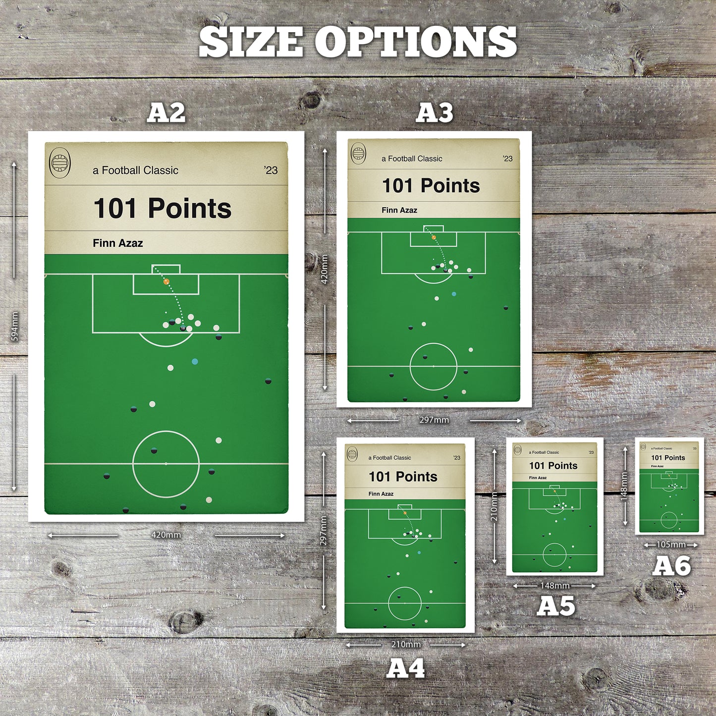 Plymouth Argyle 101 Points - Finn Azaz goal v Port Vale - League One Champions 2023 - Football Print - Book Cover Goal Poster (Various Sizes)