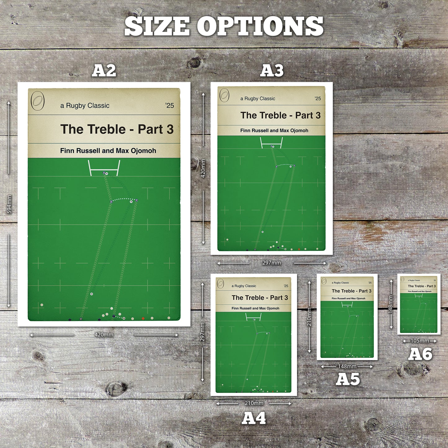 Bath Treble Set - Premiership Rugby Cup, European Challenge Cup and Premiership Final 2025 - Set of 3 Prints - Rugby Gift (Various Sizes)
