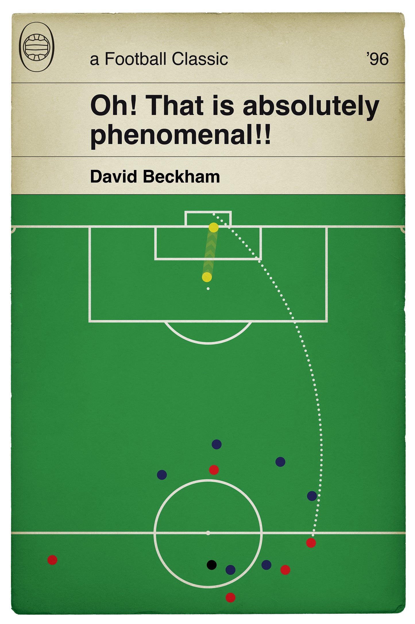 Manchester United Goal v Wimbledon - David Beckham from the halfway line - Premier League 1996 - Football Art