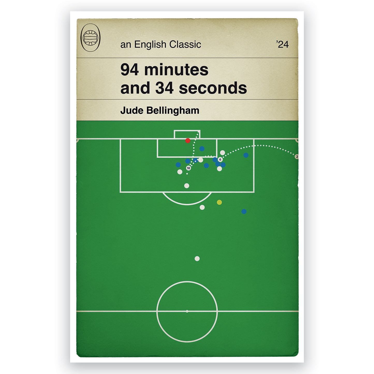 England Goal - Jude Bellingham Overhead Kick - England 2 Slovakia 1 - Euro 2024 - Football Gift - Classic Goal Book Cover Poster (Various Sizes)