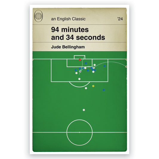 England Goal - Jude Bellingham Overhead Kick - England 2 Slovakia 1 - Euro 2024 - Football Gift - Classic Goal Book Cover Poster (Various Sizes)