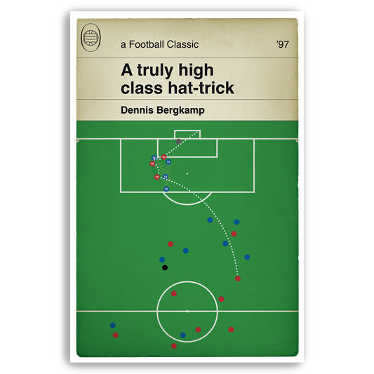 Dennis Bergkamp Hat Trick goal for Arsenal against Leicester City in 1997 - Football Print - Classic Book Cover Poster (Various Sizes)