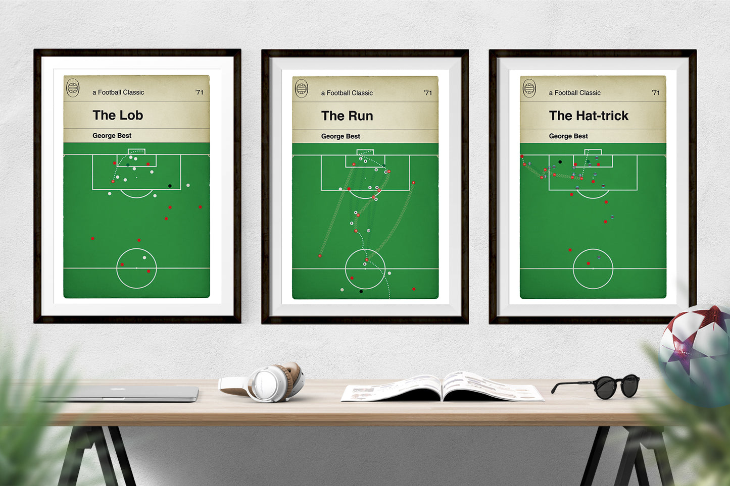 George Best Collection - Classic Goals for Manchester United - Lob v Spurs - Run v Sheff Utd - Hat-trick v West Ham - Set of 3 - Book Posters (Various Sizes)