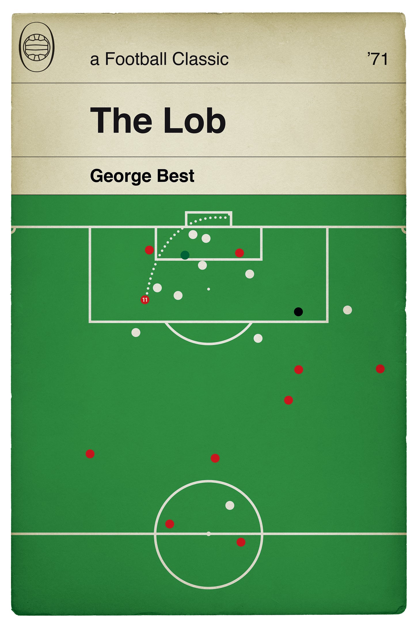 George Best goal for Manchester United v Tottenham - The Lob - Spurs 1 Man Utd 2 - 1971 - Book Cover Poster - Football Gift (Various Sizes)