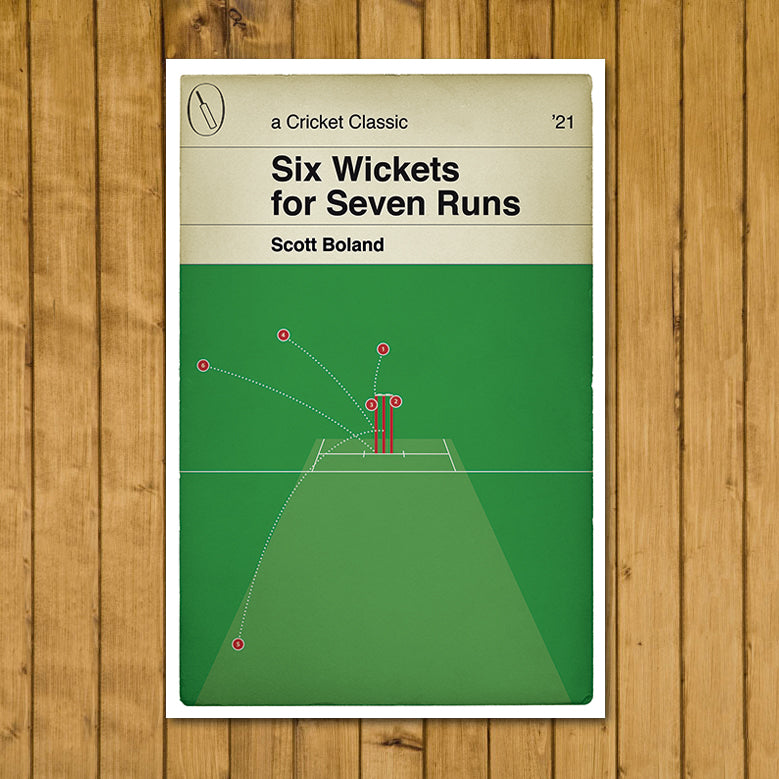 Scott Boland 6 wickets for 7 runs - England 68 All Out - Australia v England 2021 - Cricket Print - Book Cover Poster (Various Sizes)