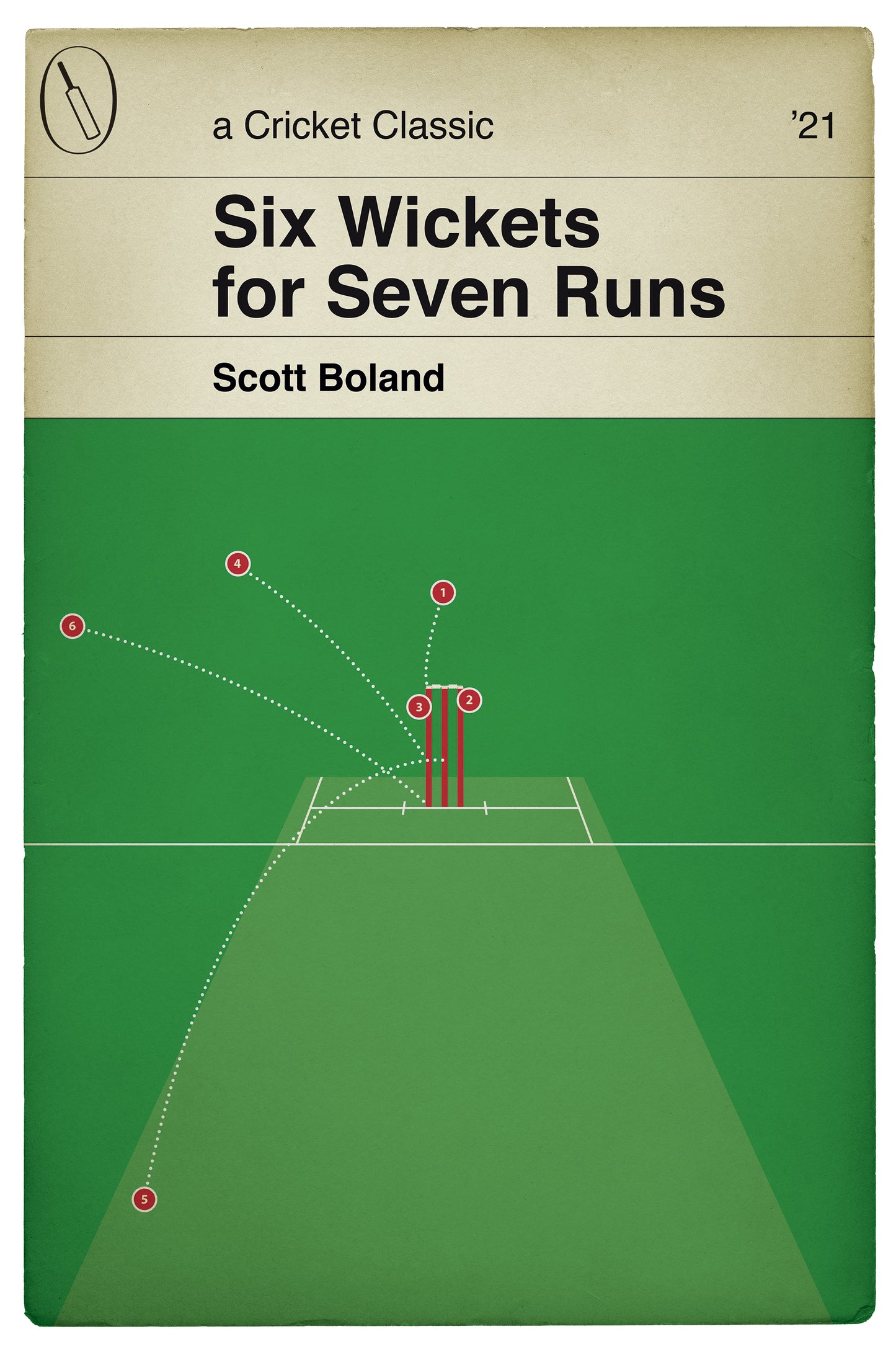 Scott Boland 6 wickets for 7 runs - England 68 All Out - Australia v England 2021 - Cricket Print - Book Cover Poster (Various Sizes)