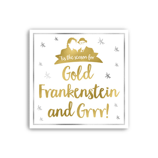Gold Frankenstein and Grrr - Rik Mayall and Adrian Edmondson - British Comedy Classic - Bottom - Alternative Christmas Card (125mm Square)