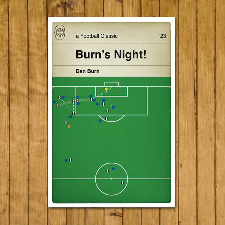 Dan Burn Goal - Newcastle 2 v Leicester City 0 - League Cup Quarter Final 2023 - Burns Night - Football Book Cover Poster (Various Sizes)