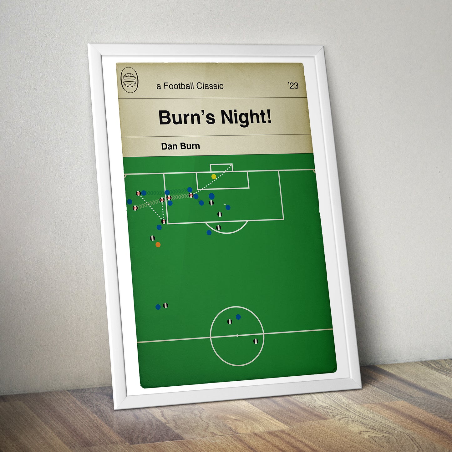 Dan Burn Goal - Newcastle 2 v Leicester City 0 - League Cup Quarter Final 2023 - Burns Night - Football Book Cover Poster (Various Sizes)