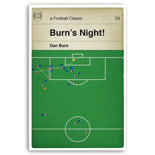 Dan Burn Goal - Newcastle 2 v Leicester City 0 - League Cup Quarter Final 2023 - Burns Night - Football Book Cover Poster (Various Sizes)