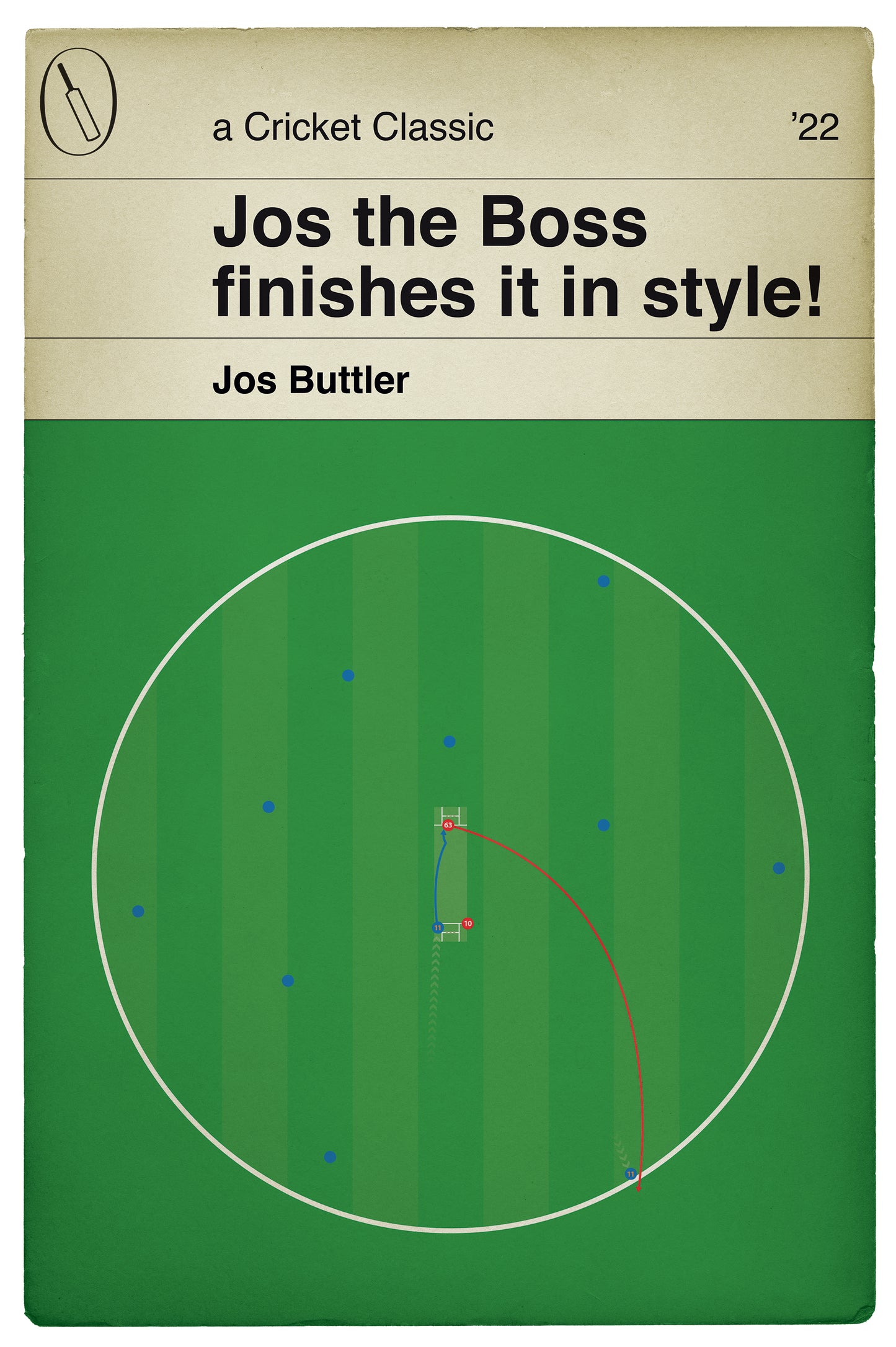 Jos Buttler Winning Six - England v India - T20 World Cup Semi Final 2022 - Buttler and Hales Partnership - Cricket Print - Various Sizes