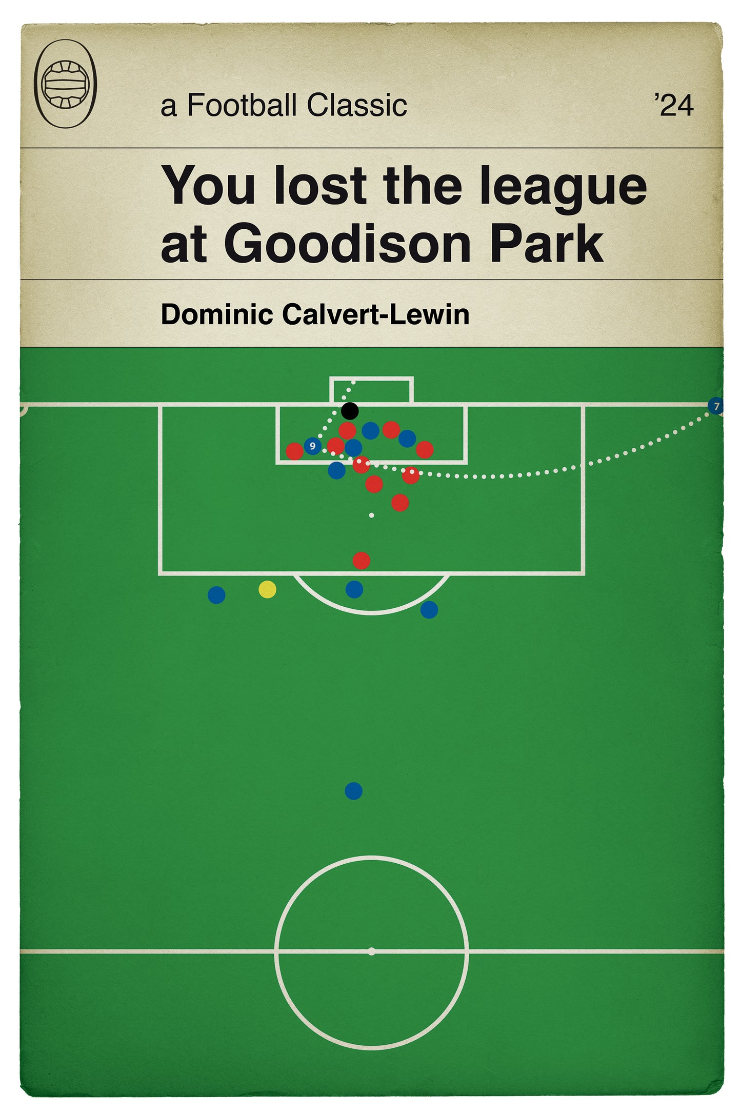 Everton goal v Liverpool - Dominic Calvert-Lewin Header - You lost the league at Goodison Park - Everton 2 Liverpool 0 - Merseyside Derby 2024 - Book Cover Goal Print (Various sizes)