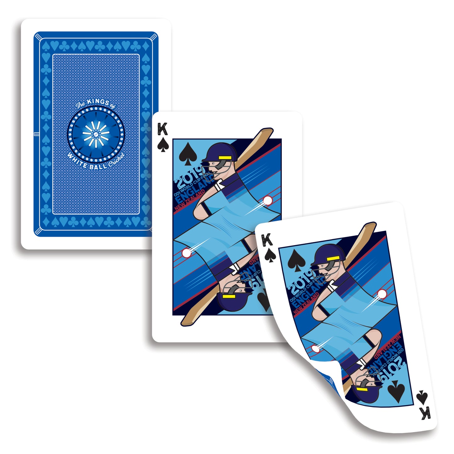 The Kings of White Ball Cricket - Set of four King Playing Cards - England Cricket - ODI World Cup 2019 and T20 World Cup 2022 - Card Size 56 x 86mm