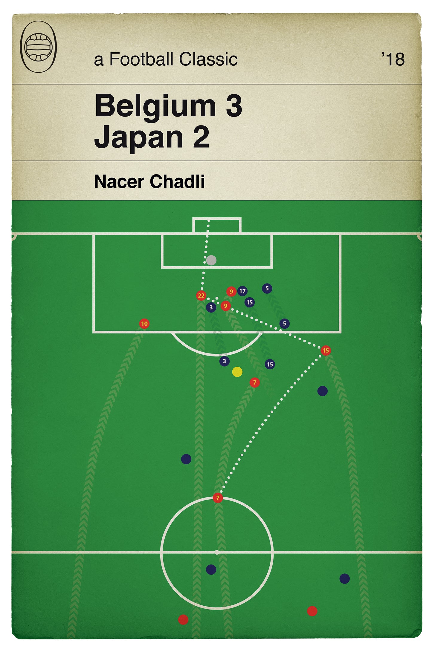 Belgium Winner v Japan - Nacer Chadli Goal - Belgium 3 Japan 2 - World Cup 2018 - Book Cover Print - Football Gift (Various Sizes)