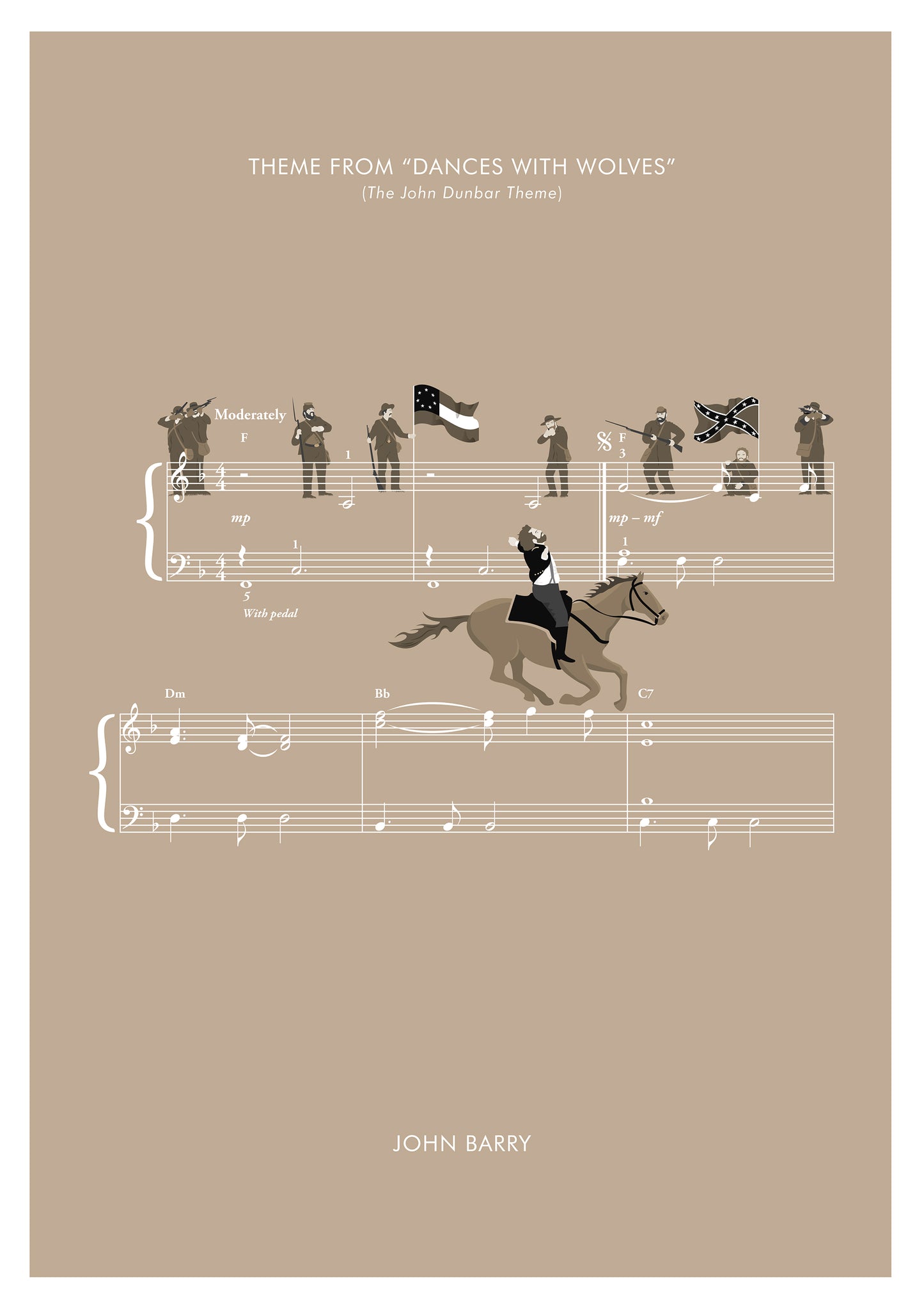 Theme from Dances with Wolves - ‘The John Dunbar Theme’ by John Barry - Movie Classics Poster - Soundtrack - Sheet Music Art (Various Sizes)