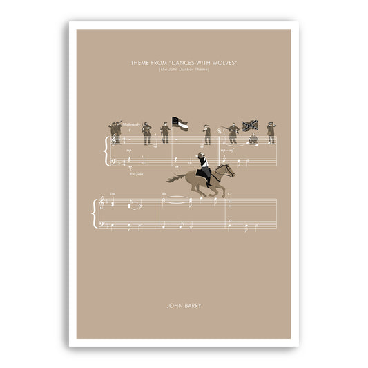 Theme from Dances with Wolves - ‘The John Dunbar Theme’ by John Barry - Movie Classics Poster - Soundtrack - Sheet Music Art (Various Sizes)