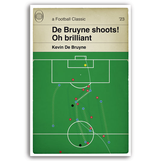 Manchester City goal v Arsenal - Kevin de Bruyne Goal - Premier League 2023 - Man City 4 Arsenal 1 - Book Cover Print (Various Sizes)