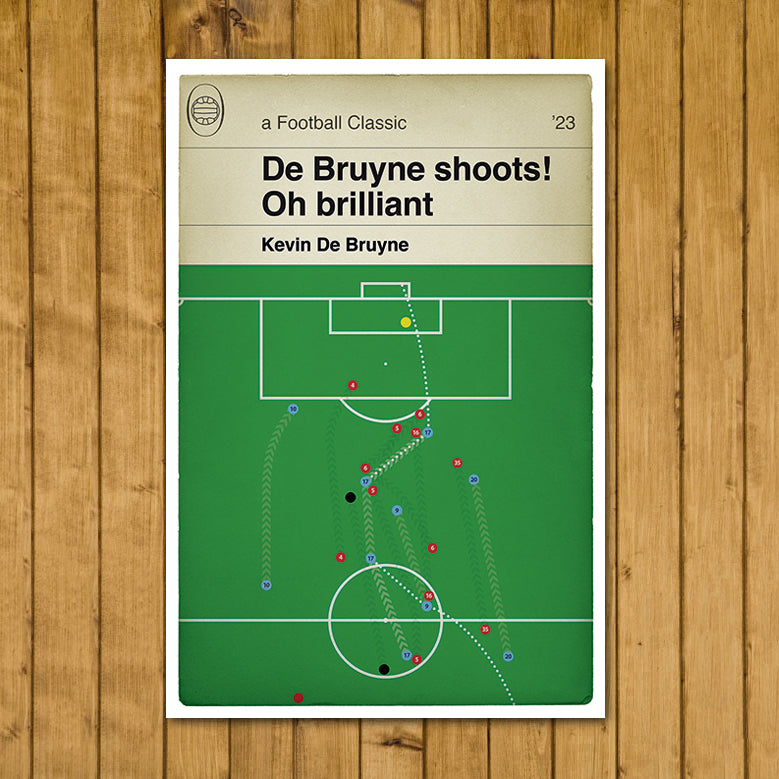 Manchester City goal v Arsenal - Kevin de Bruyne Goal - Premier League 2023 - Man City 4 Arsenal 1 - Book Cover Print (Various Sizes)