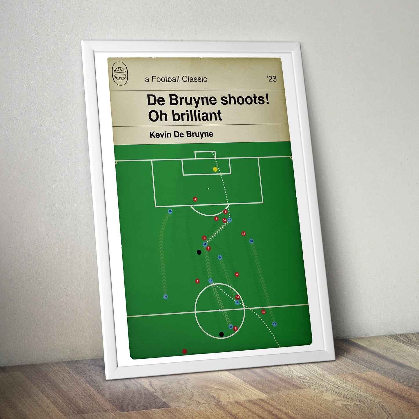 Manchester City goal v Arsenal - Kevin de Bruyne Goal - Premier League 2023 - Man City 4 Arsenal 1 - Book Cover Print (Various Sizes)