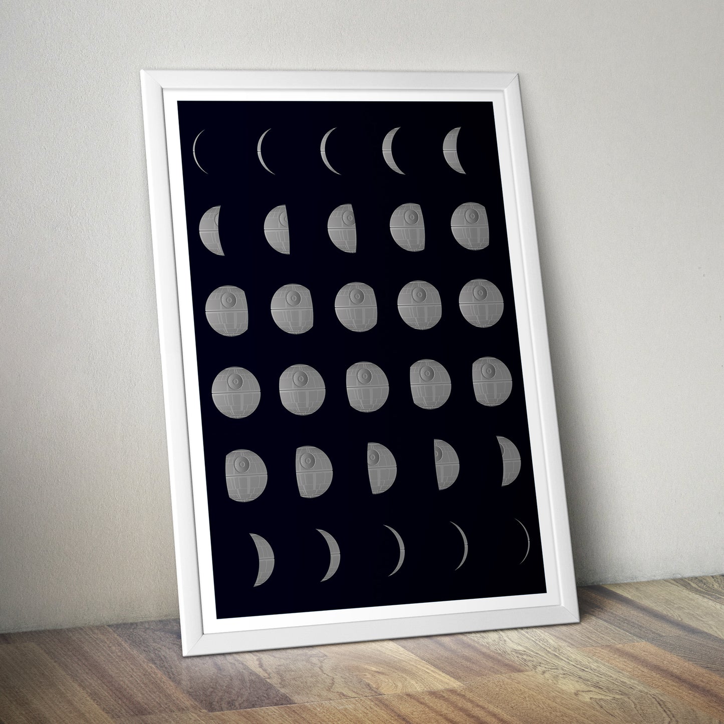 Phases of the Moon Poster - Star Wars - Death Star - That's No Moon - Full Moon - Waxing Gibbous - Waxing Crescent - Alt Movie Print - Sci Fi Gift (Various Sizes)