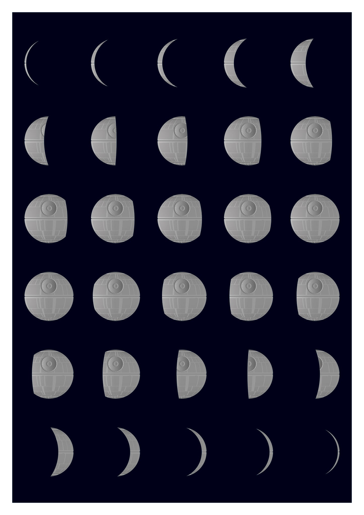 Phases of the Moon Poster - Star Wars - Death Star - That's No Moon - Full Moon - Waxing Gibbous - Waxing Crescent - Alt Movie Print - Sci Fi Gift (Various Sizes)