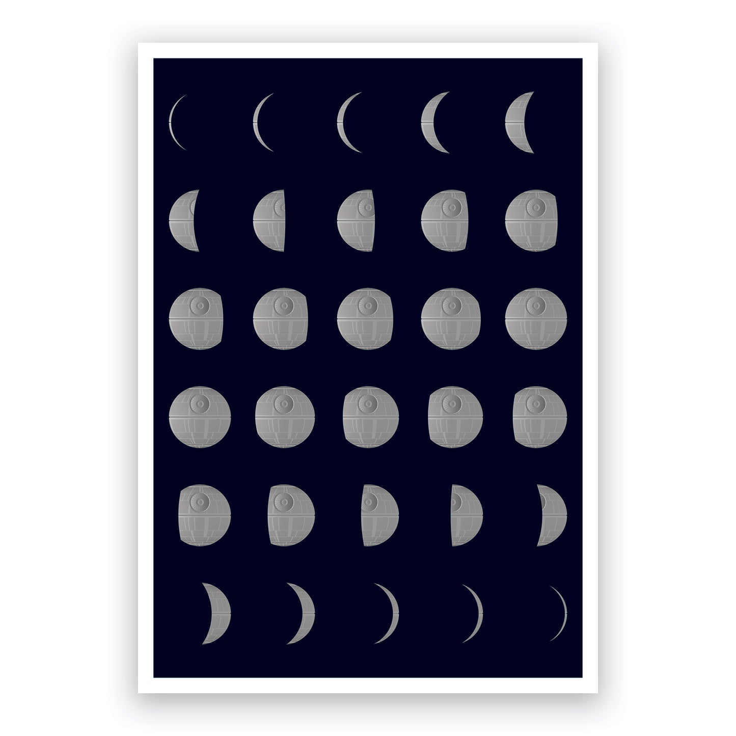 Phases of the Moon Poster - Star Wars - Death Star - That's No Moon - Full Moon - Waxing Gibbous - Waxing Crescent - Alt Movie Print - Sci Fi Gift (Various Sizes)