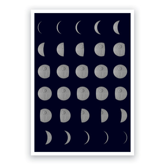 Phases of the Moon Poster - Star Wars - Death Star - That's No Moon - Full Moon - Waxing Gibbous - Waxing Crescent - Alt Movie Print - Sci Fi Gift (Various Sizes)