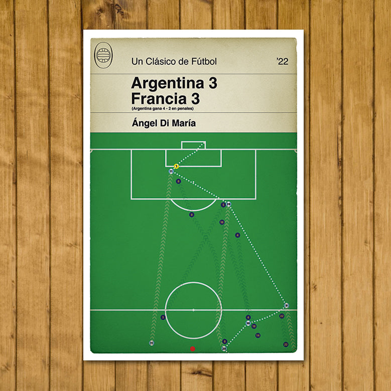 Argentina 3 France 3 - Angel Di Maria Goal - Scoreline Edition - World Cup Final 2022 - World Champions - Regalo de fútbol (Various Sizes)