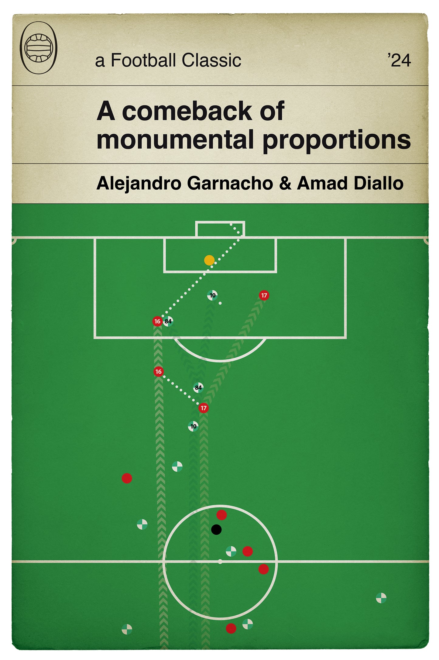 Amad Diallo Winner - Manchester United 4 Liverpool 3 - FA Cup Quarter Final 2024 - Garnacho Pass - Football Book Cover Print (Various Sizes)